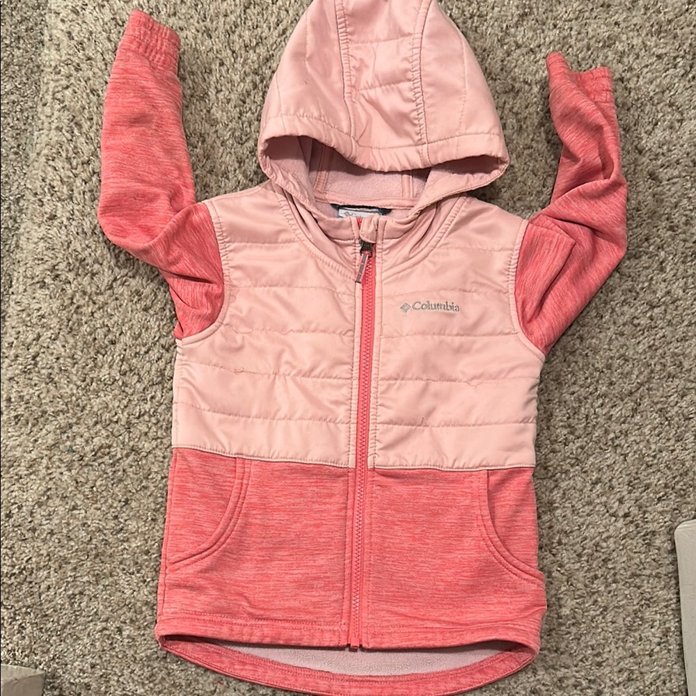 Columbia Pink and Coral Hooded Girls Jacket